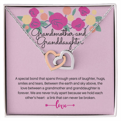 Grandmother And Granddaughter - A Special Bond So Strong It Cannot Be Broken Interlocking Hearts Necklace
