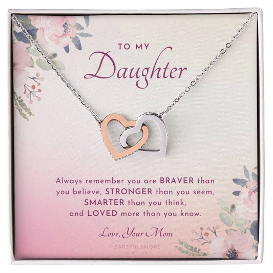 To My Daughter Always Remember Gift For Daughter From Mom Daughter Birthday Graduation Christmas Present Interlocking Hearts Necklace