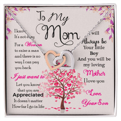 Interlocking Hearts For My Wonderful Mom Interlocking Hearts Necklace