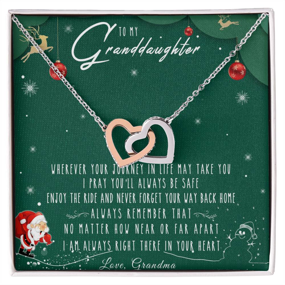To My Granddaughter Interlocking Hearts Necklace Message Card