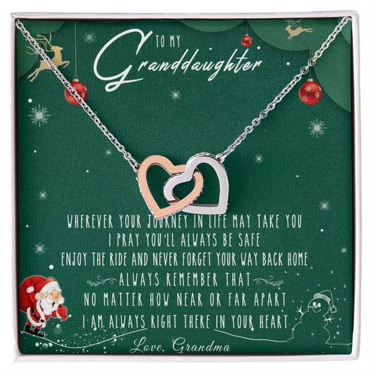 To My Granddaughter Interlocking Hearts Necklace Message Card