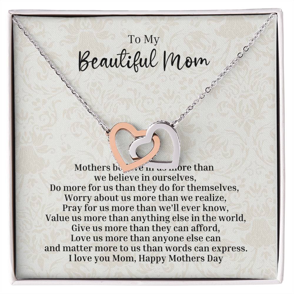 Mothers Day Two Hearts Necklace Mothers Day Gifts Daughter To Mom Gifts Gifts For Mom Son To Mom Gift Necklace For Mom Interlocking Hearts Necklace