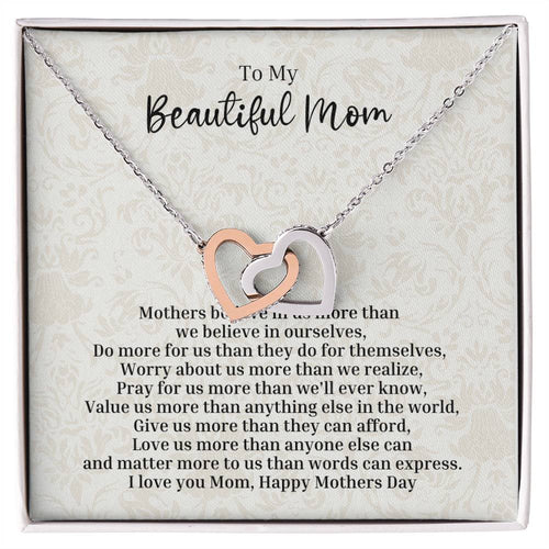 Mothers Day Two Hearts Necklace Mothers Day Gifts Daughter To Mom Gifts Gifts For Mom Son To Mom Gift Necklace For Mom Interlocking Hearts Necklace
