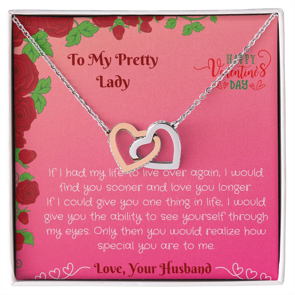 To My Preety Lady- You Are Special To Me Interlocking Hearts Necklace