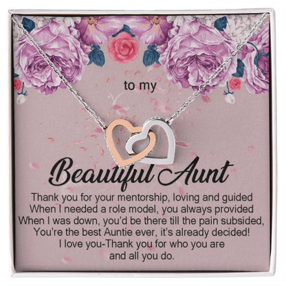 To My Beautiful Aunt Necklace Gift Auntie Interlocking Hearts Necklace Aunt Jewelry Aunt Appreciation Gift For Aunt Auntie Gift