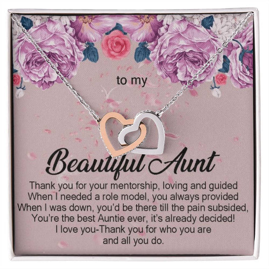 To My Beautiful Aunt Necklace Gift Auntie Interlocking Hearts Necklace Aunt Jewelry Aunt Appreciation Gift For Aunt Auntie Gift