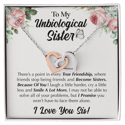 To My Unbiological Sister - Love You Sis Interlocking Hearts Necklace