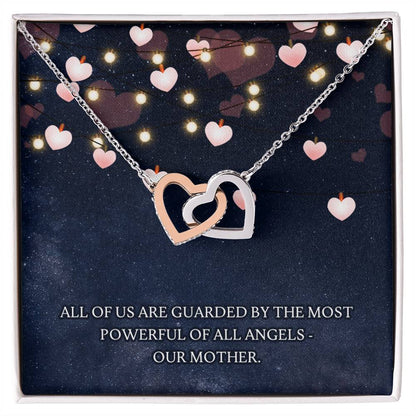 Guarded By Our Angel Mother Interlocking Hearts Necklace
