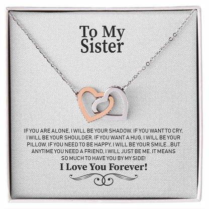 To My Sister - Interlocking Hearts Necklace