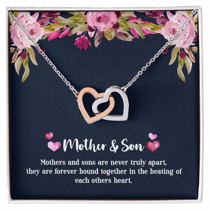 Mother & Son - Never Truly Apart Interlocking Hearts Necklace