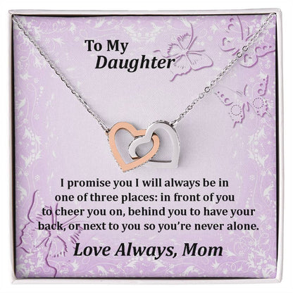 To My Daughter Always With You Never Ending Love Hearts Necklace Love Mom Interlocking Hearts Necklace