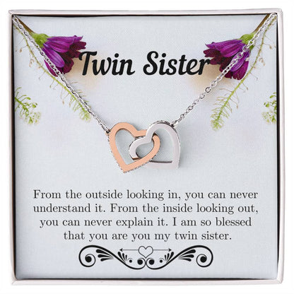 Twin Sister Necklace Interlocking Hearts Necklace
