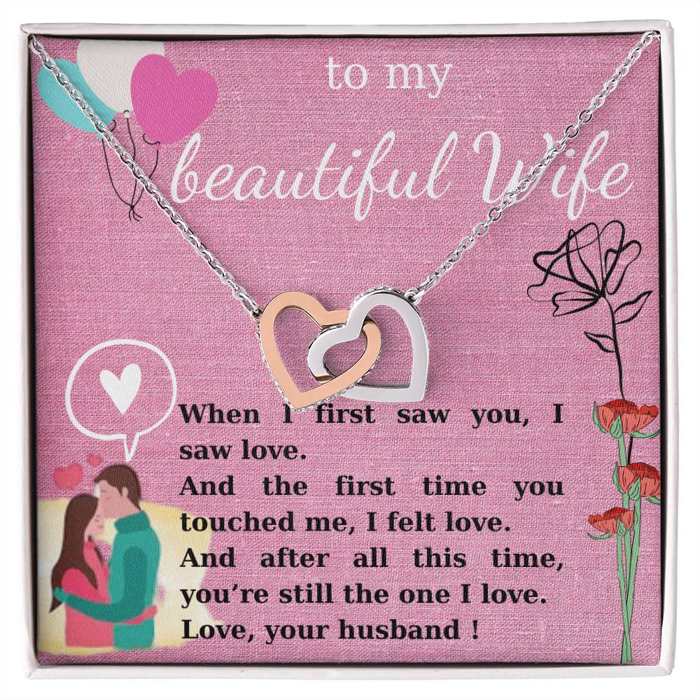 Gift To My Wife Interlocking Hearts Necklace