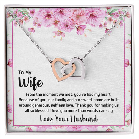To My Wife - Interlocking Hearts Necklace