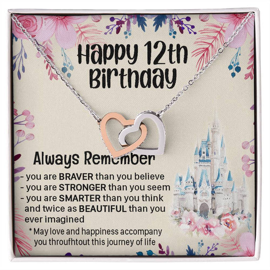 Happy 12Th Birthday Gift For Daughter Gift For 12 Years Old Birthday Teen Girl Daughter Necklace Gift Interlocking Hearts Necklace