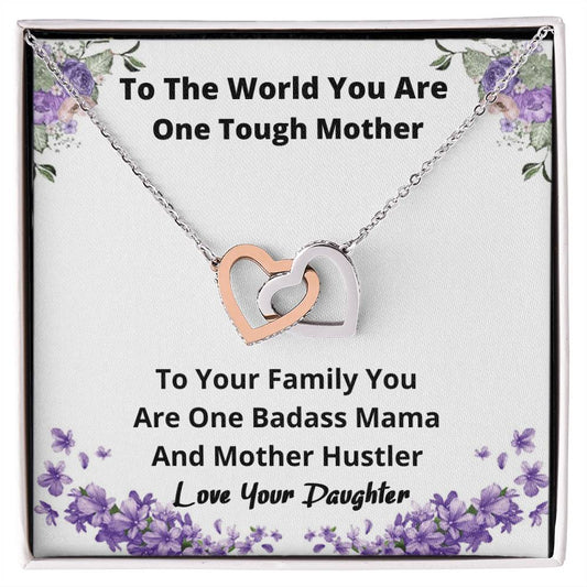 Necklace From Daughter Mother Hustler Gift For Mom Jewelry For Mothers Day Birthday Gift Idea Present For Mom Interlocking Hearts Necklace
