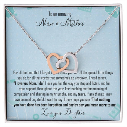 Nurse Mom Gift Interlocking Hearts Necklace Gift For Nurse Mother