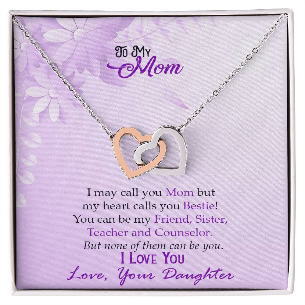 Bestie Mom Two Hearts Necklace Interlocking Hearts Necklace