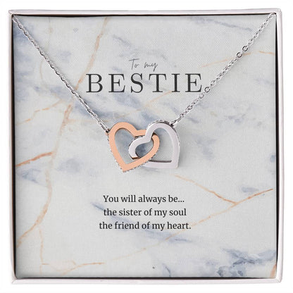 To My Bestie Interlocked Heart Necklace Interlocking Hearts Necklace