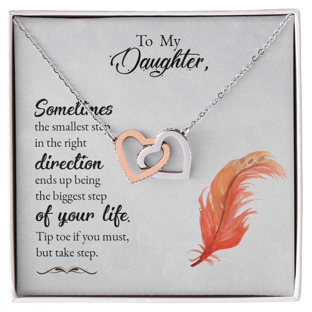 Collection Daughter -Sometimes The Smallest Step In The Right Derection - Interlocking Hearts Necklace