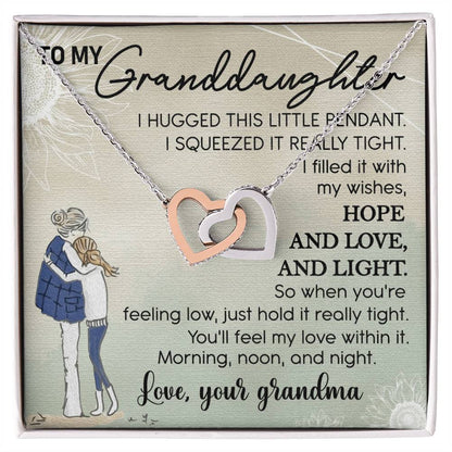 To My Granddaughter Interlocking Hearts Necklace Message Card