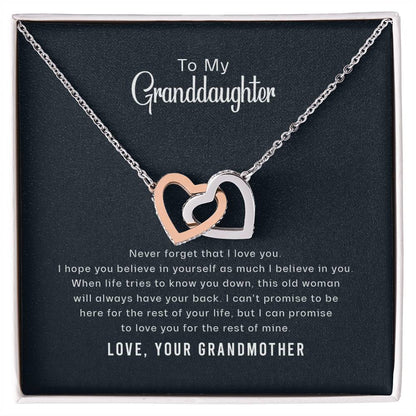Believe In Yourself - Gift For Granddaughter Interlocking Hearts Necklace