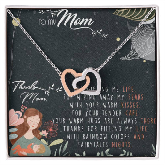 To My Mom Interlocking Hearts Necklace Message Card