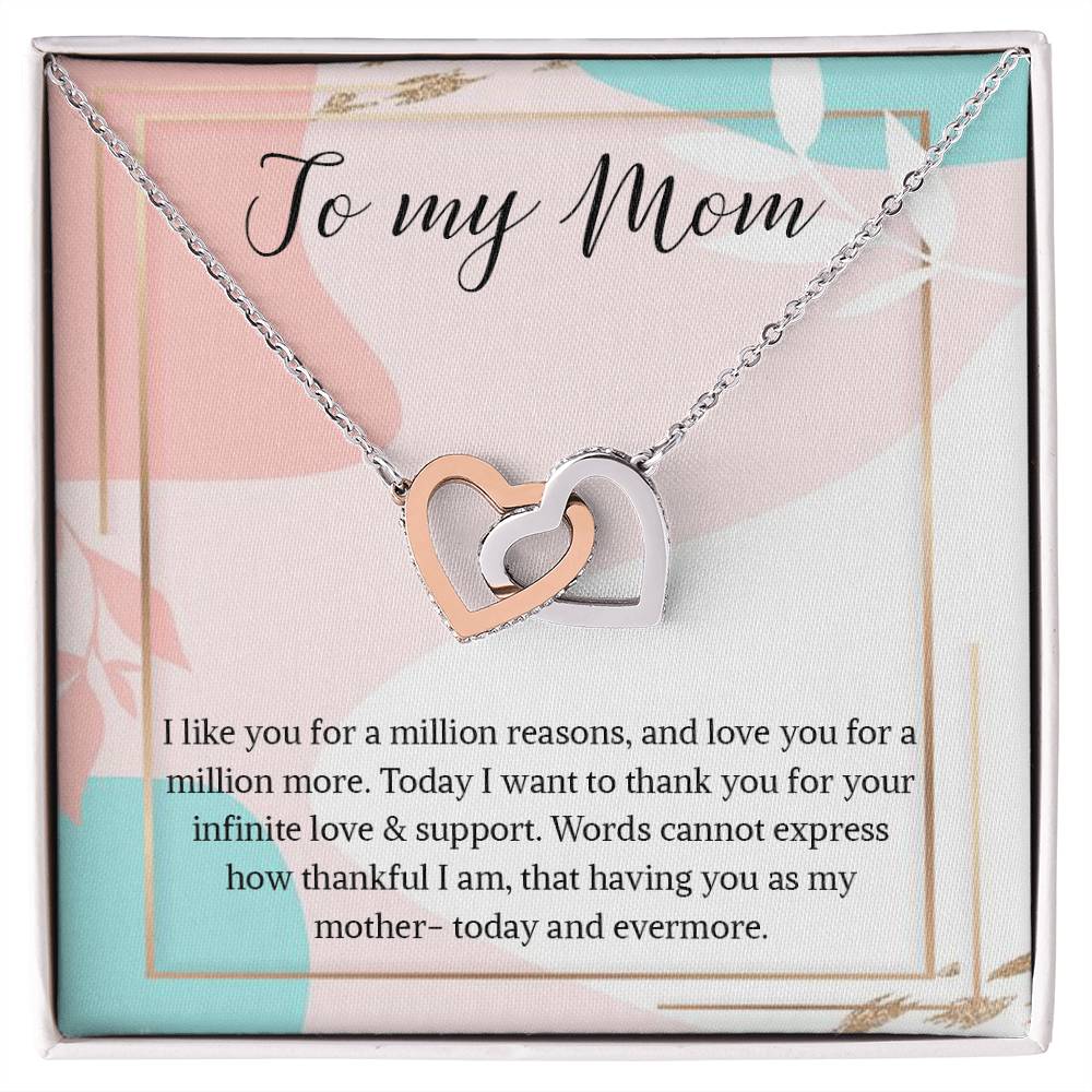 Necklace Gift For Mom To My Mom Necklace Gift Interlocking Hearts Necklace For Mom Mom Birthday Necklace Gift My Mom Jewelry Massage