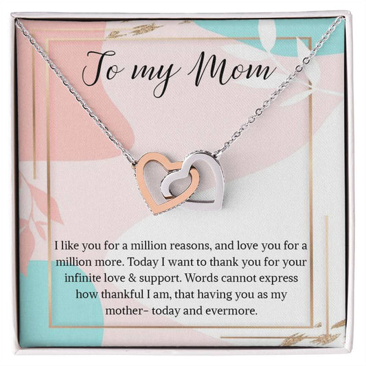 Necklace Gift For Mom To My Mom Necklace Gift Interlocking Hearts Necklace For Mom Mom Birthday Necklace Gift My Mom Jewelry Massage