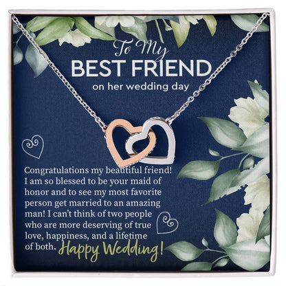 Gift To Best Friend On Wedding Wedding Gift To Friend From Maid Of Honor Maid Of Honor Gift To Bride Besties Necklace Gift Interlocking Hearts Necklace