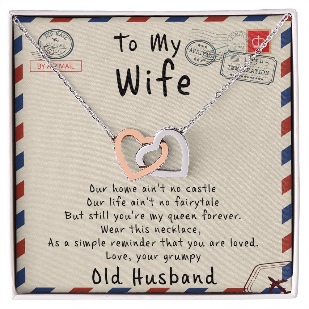 To My Wife - I Love You Message - Tmw17 Interlocking Hearts Necklace
