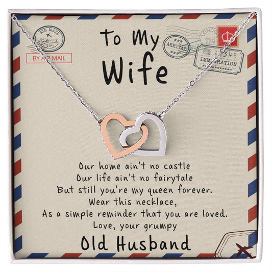 To My Wife - I Love You Message - Tmw17 Interlocking Hearts Necklace