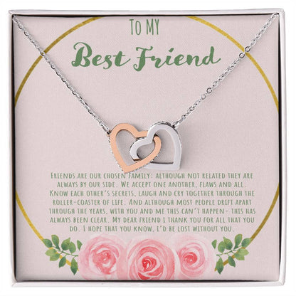 To My Bestfriend Our Friends Are Our Chosen Family Interlocking Hearts Necklace
