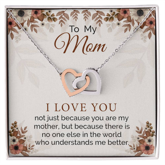 Gifts For Mom From Daughter Interlocking Hearts Necklace
