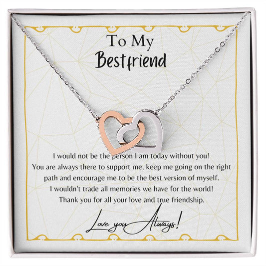 To My Best Friend Interlocking Hearts Necklace