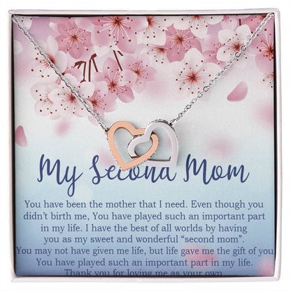 To My Second Mom Gifts Interlocking Hearts Necklace -