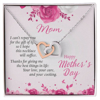 To My Mom Necklace Interlocking Hearts Necklace