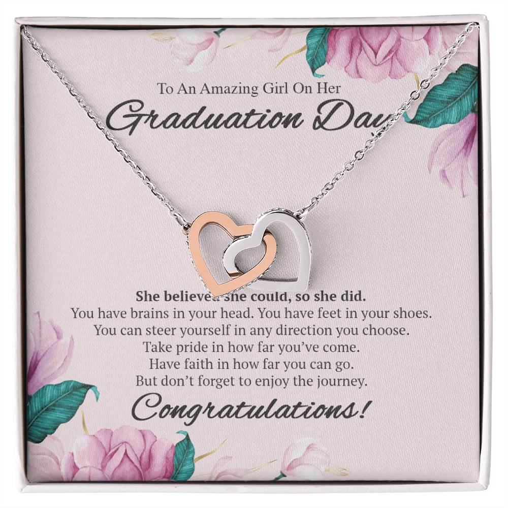 To An Amazing Girl On Her Graduation Day Necklace Interlocking Hearts Necklace