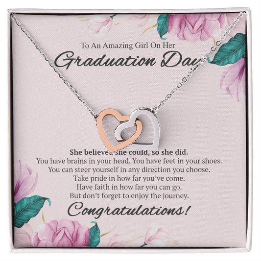 To An Amazing Girl On Her Graduation Day Necklace Interlocking Hearts Necklace