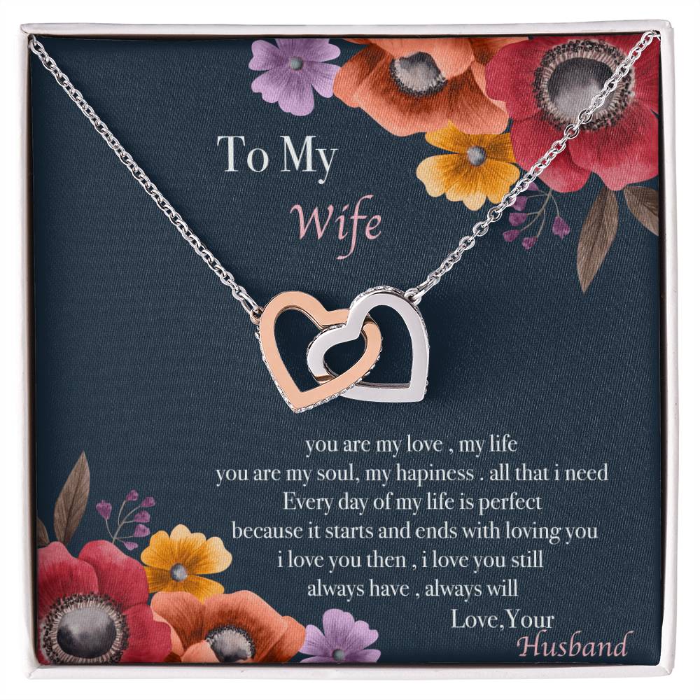 To My Wife Necklace Gift Set Interlocking Hearts Necklace