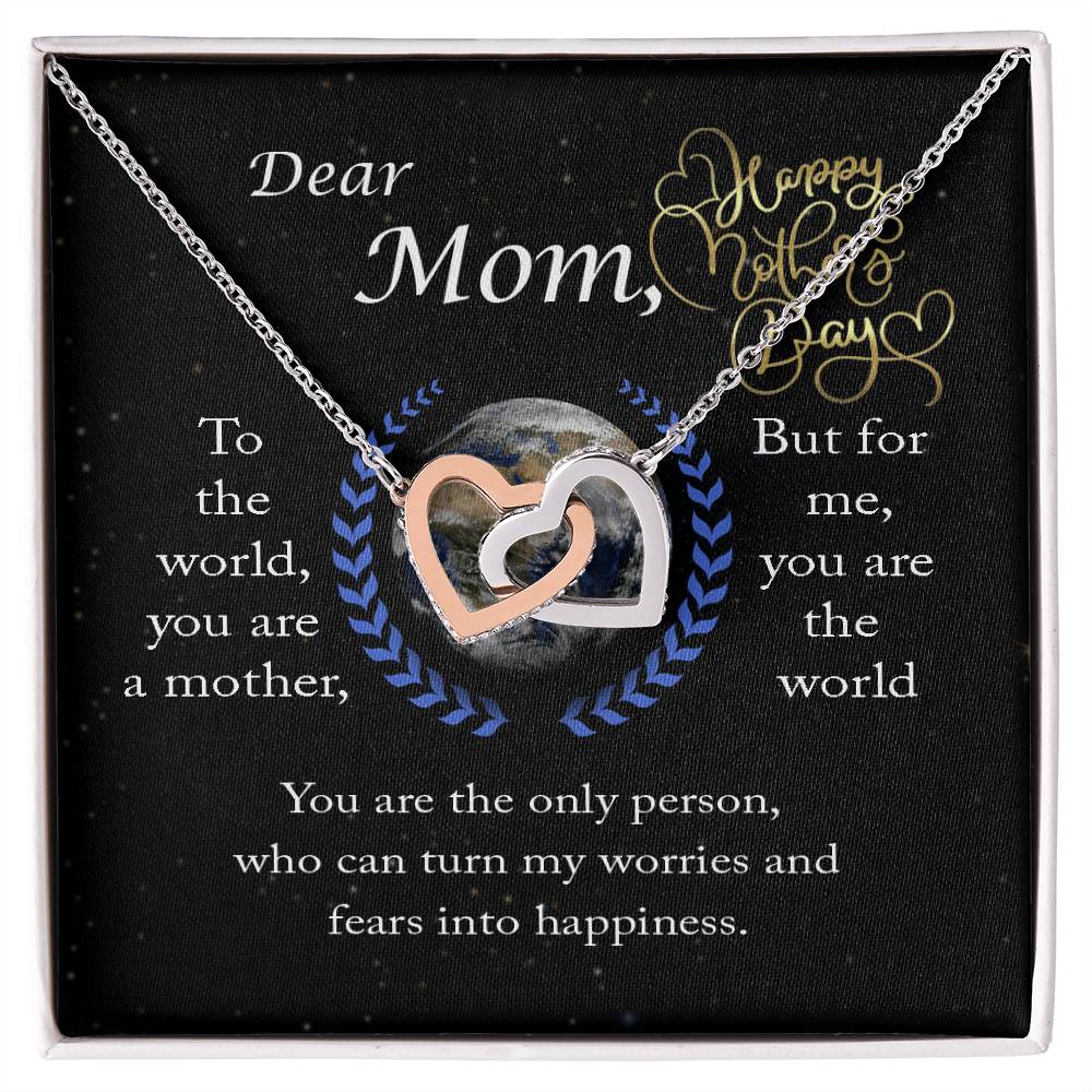 Dear Mom You Are The World Two Hearts Necklace Interlocking Hearts Necklace