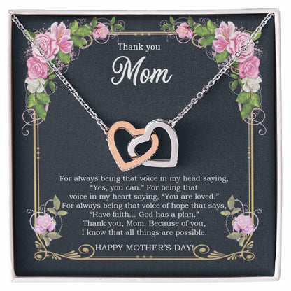 Thank You Mom - Mother'S Day Gift - Luxury Interlocking Heart Necklace Interlocking Hearts Necklace