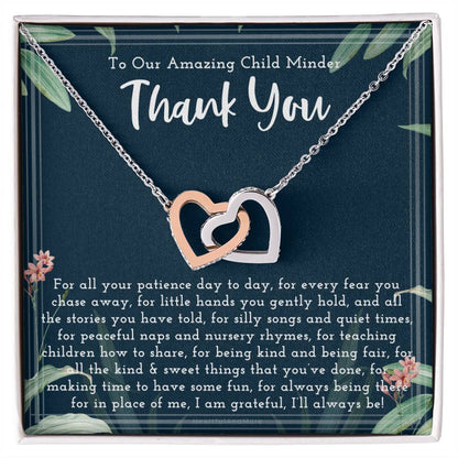 Thank You Gift For Child Minder Child Minder Appreciation Gift Child Minder Leaving Gift Childminder Christmas Gift Child Minder Necklace Interlocking Hearts Necklace