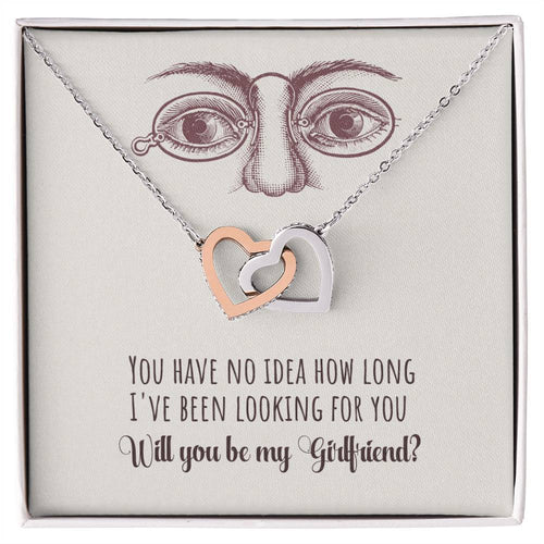Will You Be My Girlfriend Gift Girlfriend Proposal Idea Interlocking Hearts Necklace