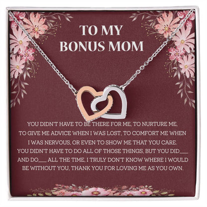 Loving Bonus Mom Interlocking Necklace Interlocking Hearts Necklace