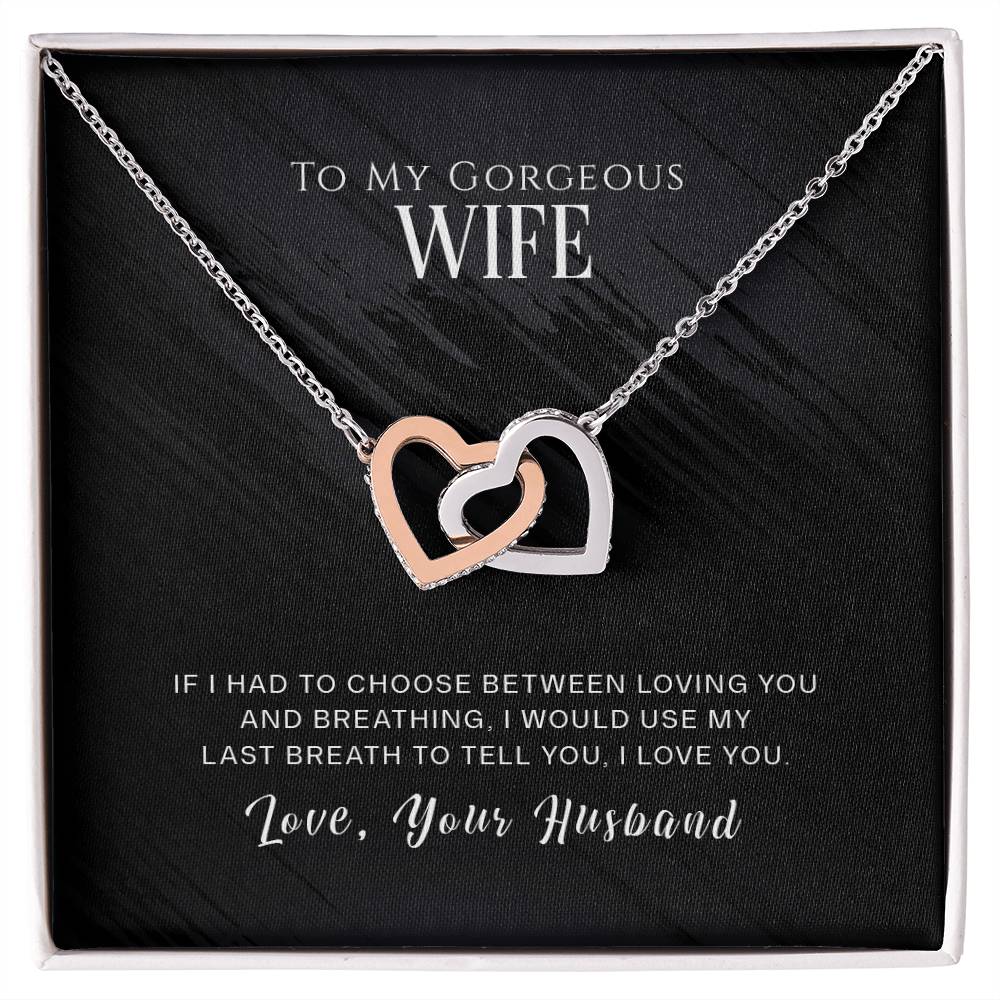 Interlocked Heart Necklace - For Wife Interlocking Hearts Necklace