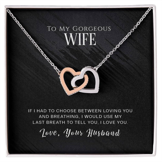 Interlocked Heart Necklace - For Wife Interlocking Hearts Necklace