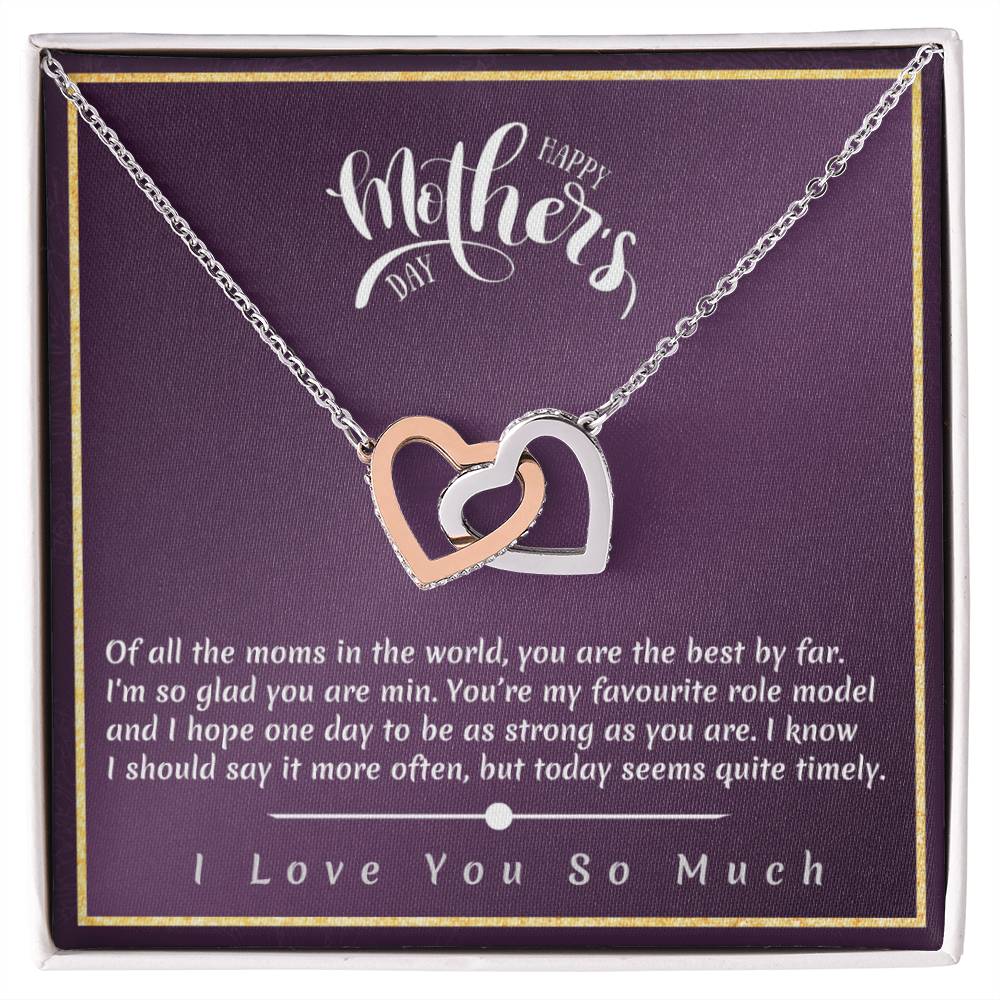 Mother'S Day - I'M So Glad You Are Min Interlocking Hearts Necklace