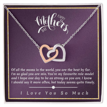 Mother'S Day - I'M So Glad You Are Min Interlocking Hearts Necklace