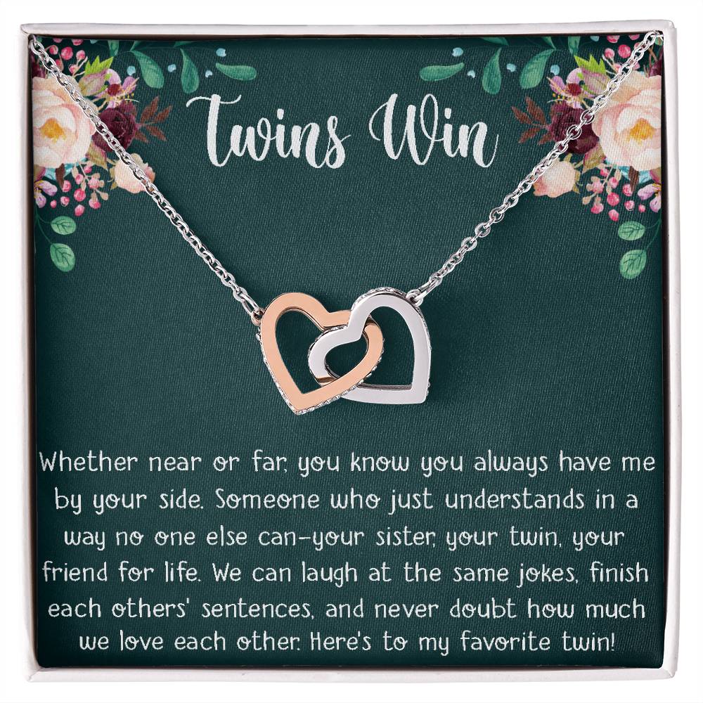My Twin Interlocking Hearts Necklace - Perfect Gift For Your Twin Sister Twin Girl Show Your Twin Love With The Best Present